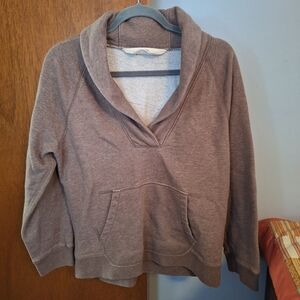 J Crew Vintage Cozy Brown Collared Sweatshirt Women's Size L